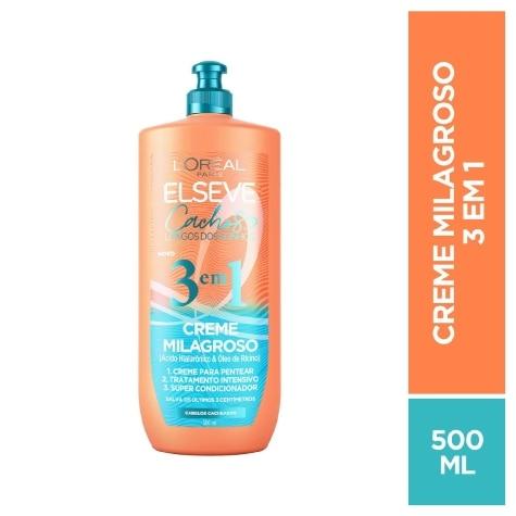 Creme de Pentear Elseve Cachos Longos dos Sonhos 3 em 1 Milagroso Anti-frizz 500ml - Imagem 2