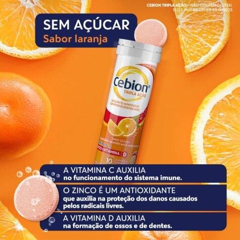 Cebion Tripla Ação Sabor Laranja 10 Comprimidos Efervescentes - Imagem 2