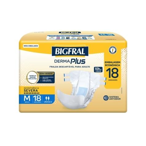 Fralda Geriátrica Bigfral Derma Plus M Absorção Intensa 18 unidades - Imagem 1