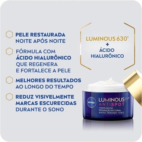 Creme Facial Nivea Luminous 630 Antispot Complexo de Reparação Noturna 50g - Imagem 3