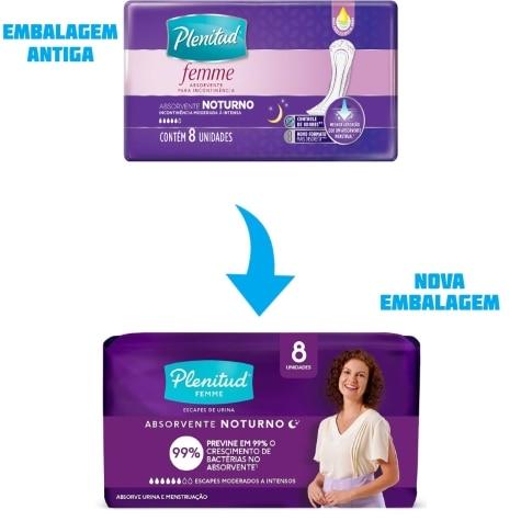 Absorvente Noturno Seca sem Abas Plenitud Femme Escapes Moderados a Intensos 8 Unidades - Imagem 2
