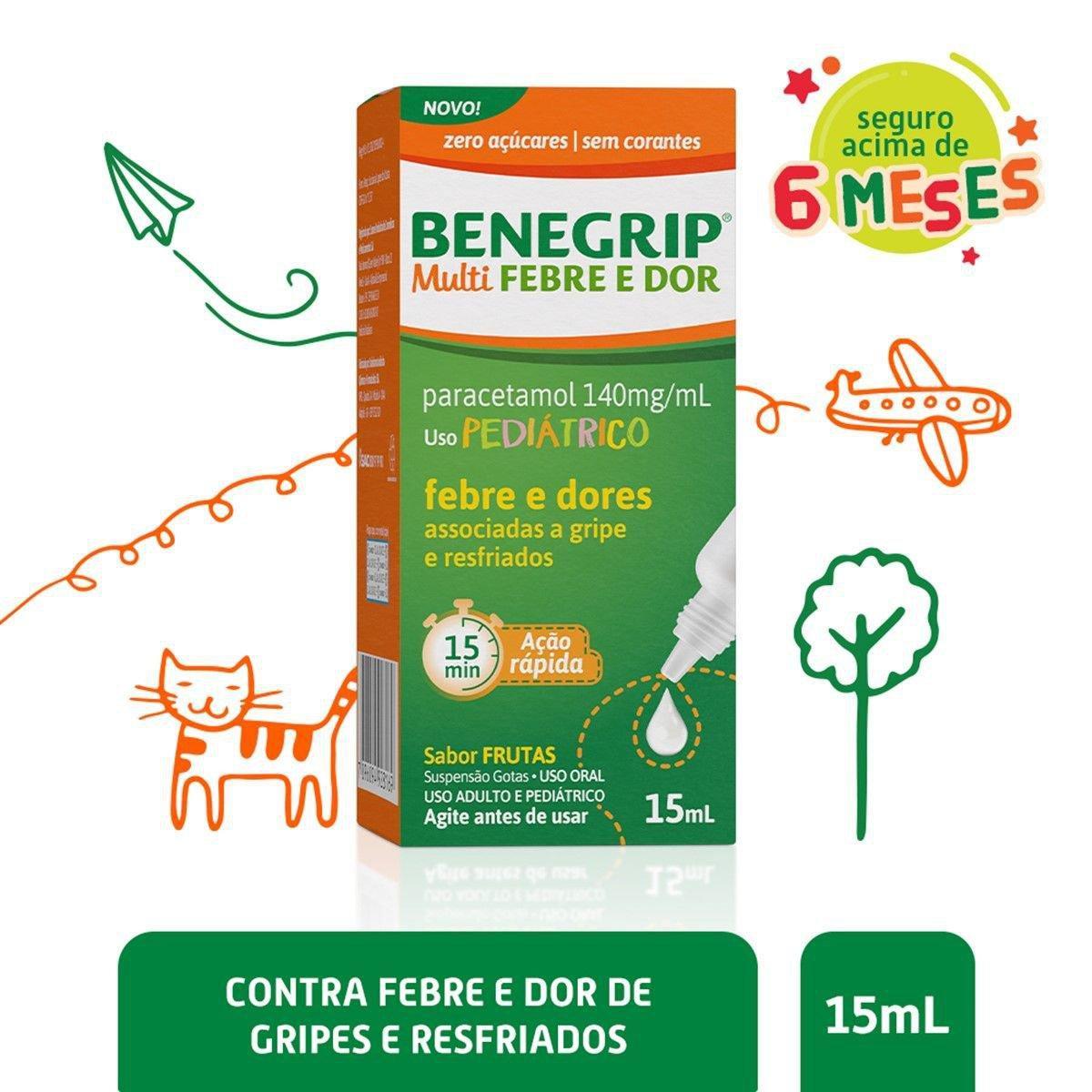 Benegrip Multi Febre e Dor Sabor Frutas Suspensão Gotas 15ml - Imagem 2