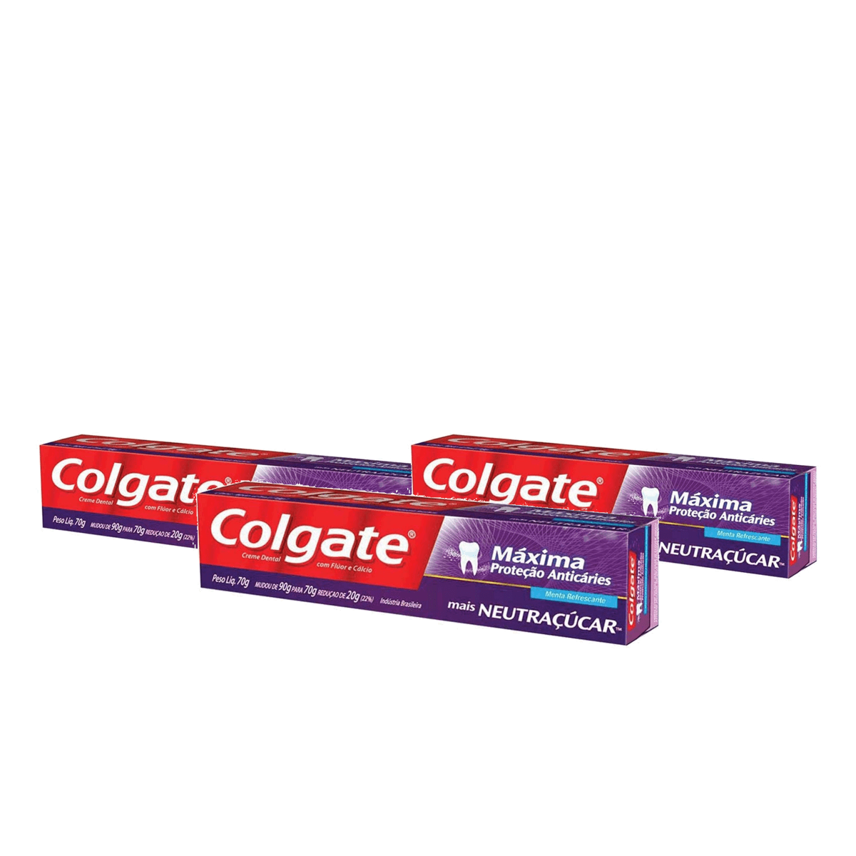 Kit 3 Unidades Creme Dental Colgate Máxima Proteção Anticáries + Neutraçucar 70g - Imagem 1