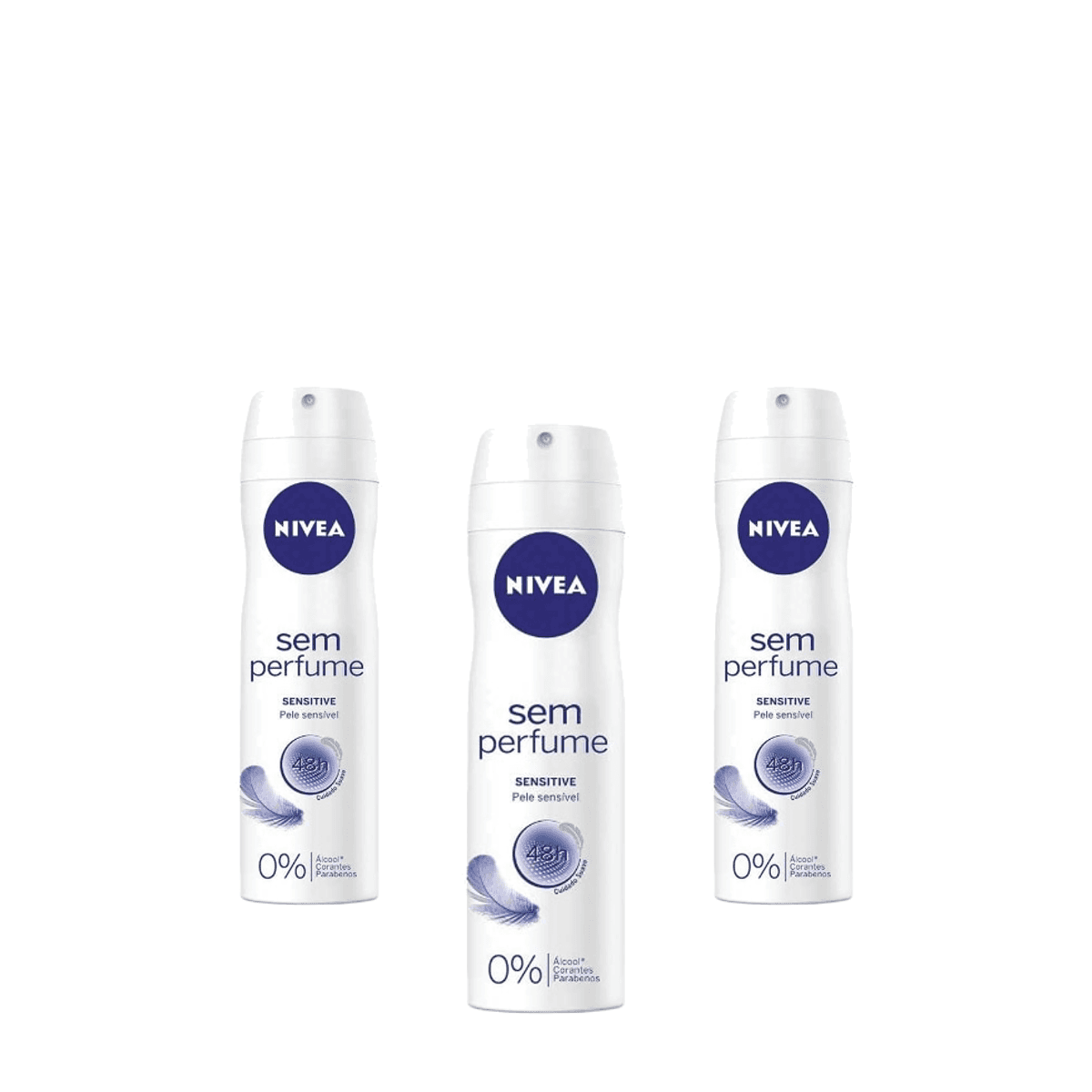 Kit 3 Unidades Desodorante Aerosol Nivea Sem Perfume Sensitive 150ml - Imagem 1
