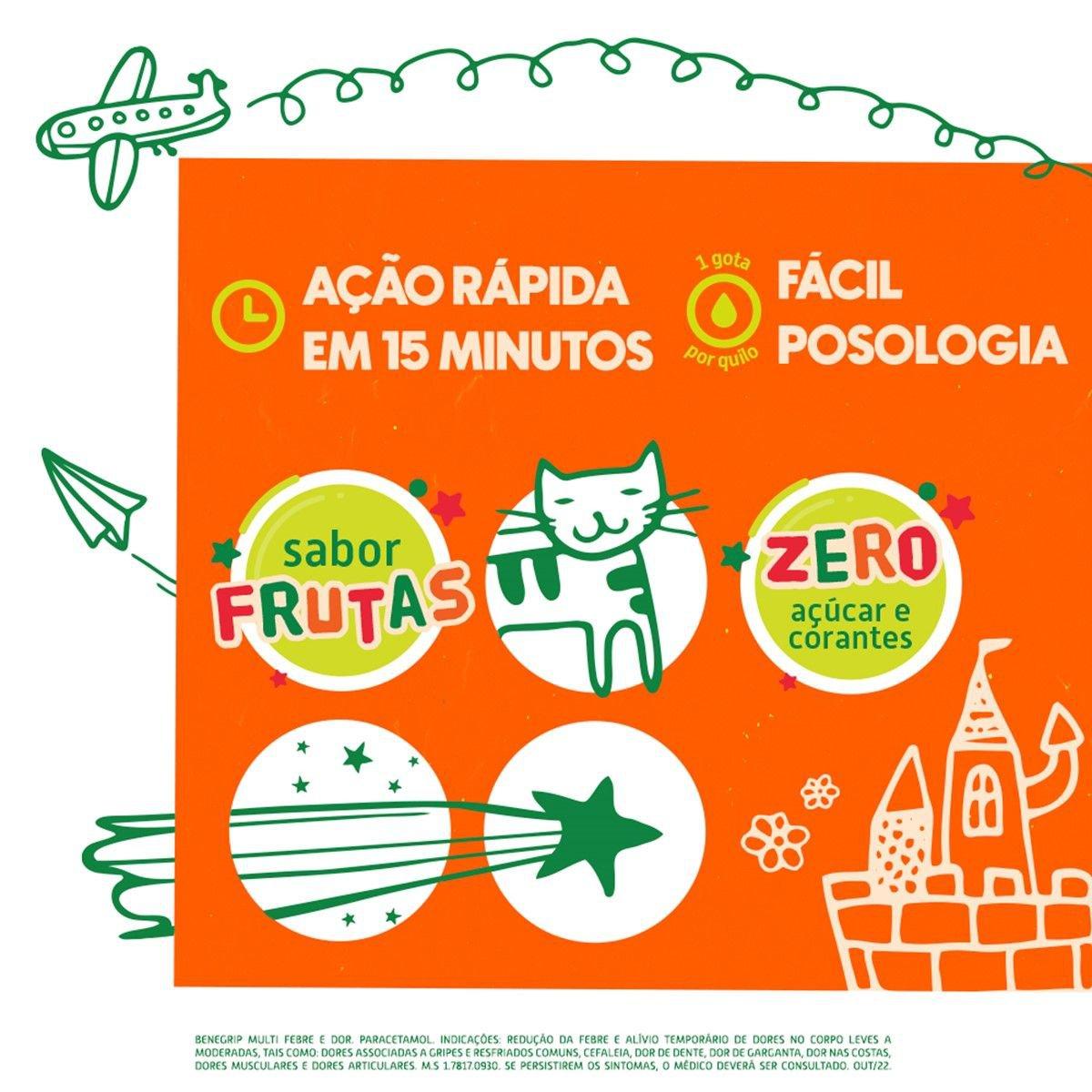 Benegrip Multi Febre e Dor Sabor Frutas Suspensão Gotas 15ml - Imagem 4