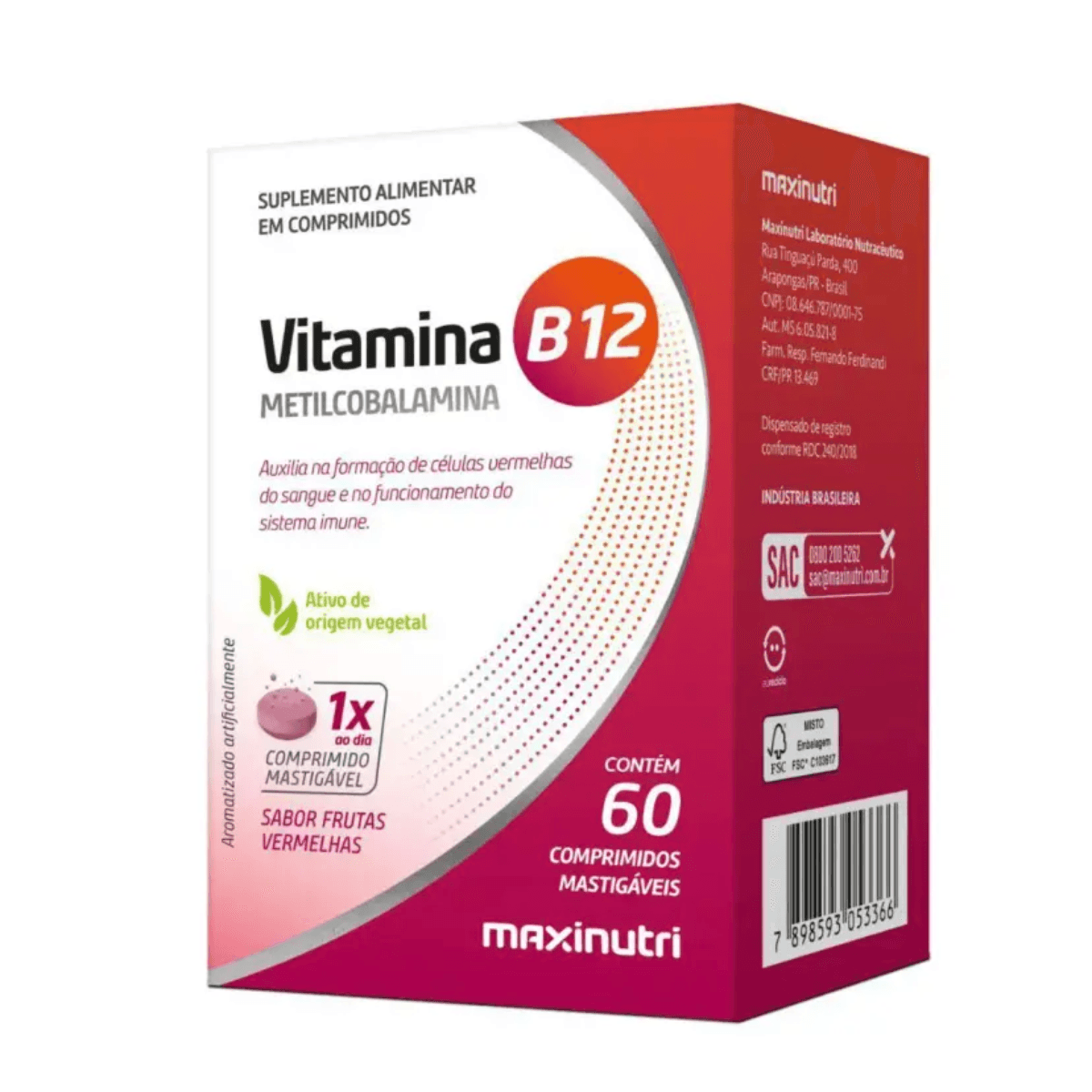 Metilcobalamina B12 60 Comprmidos Mastigaveis - Imagem 1