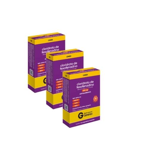 Kit 3 Unidades Cloridrato de Fexofenadina 120mg 10 Comprimidos Revestidos Cimed Genérico - Imagem 1