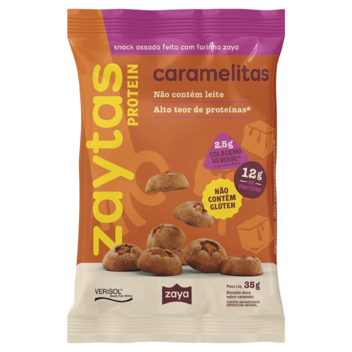 Biscoito Zaytas Protein Caramelitas 35g - Imagem 1