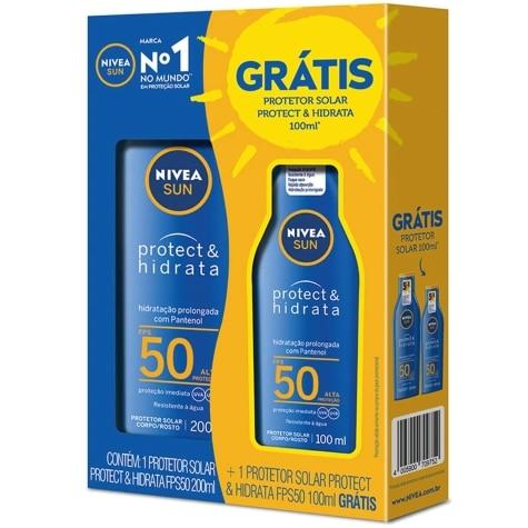 Kit Protetor Solar Corporal Nivea Sun Protect & Hidrata FPS50 200ml Grátis 100ml - Imagem 1
