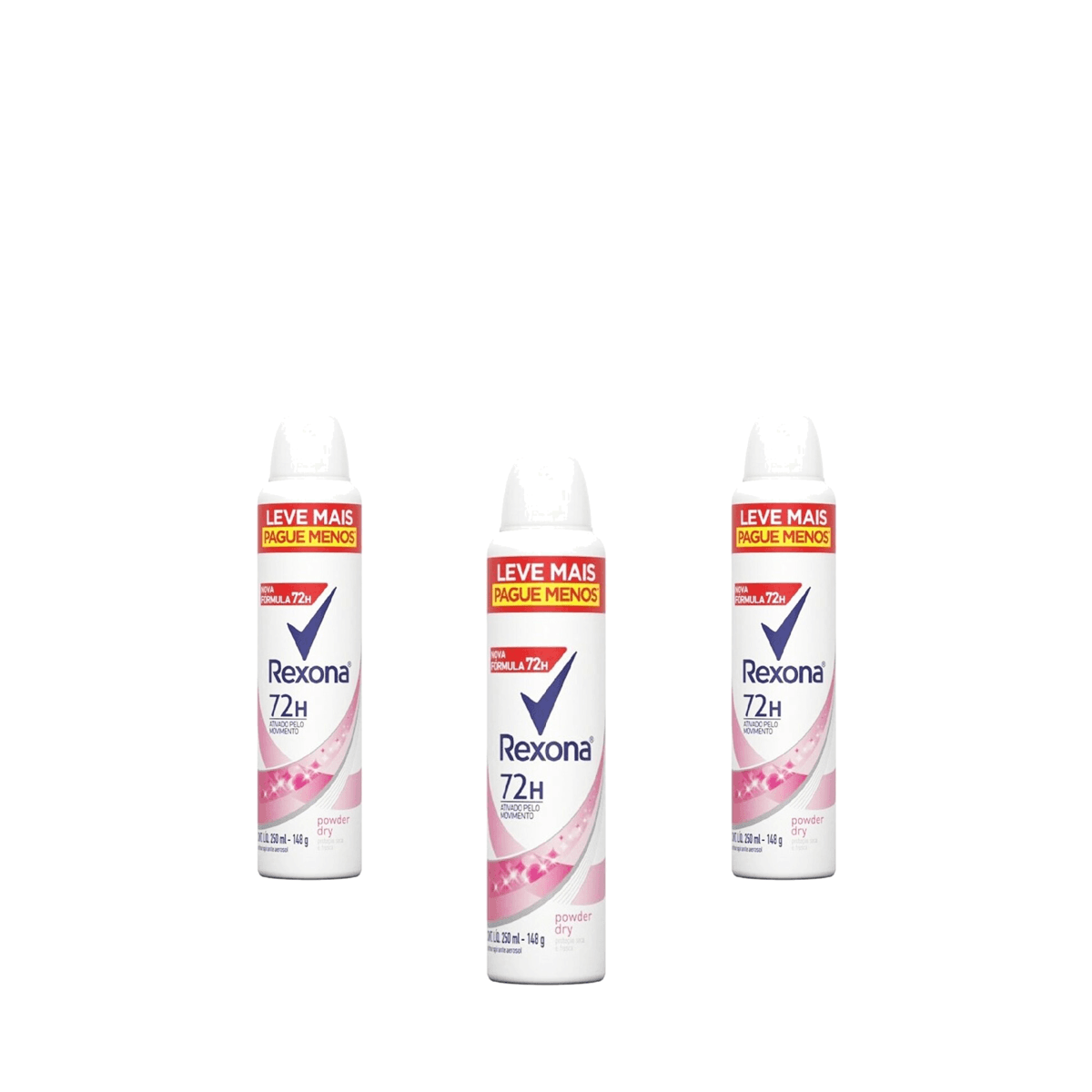 Kit 3 Unidades Desodorante Aerosol Rexona Powder Dry 250ml Leve mais Pague menos - Imagem 1