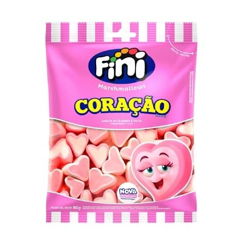 Marshmallows Fini Coração Sabor Morango e Nata 80g - Imagem 1