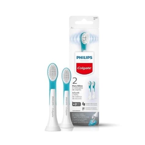 Refil Escova Dental Elétrica Philips Colgate SonicPro Kids 2 Unidades - Imagem 1