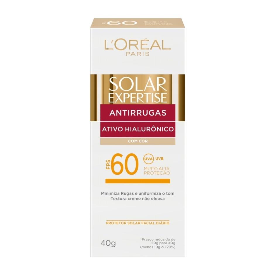 Protetor Solar Facial L'Oréal Expertise Antirrugas FPS60 Com Cor 40g