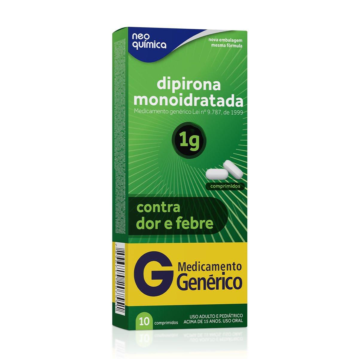 Dipirona Monoidratada 1g 10 Comprimidos Neo Química Genérico - Imagem 1
