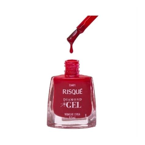 Esmalte Cremoso Risqué Diamond Gel Vermelho Cereja 9,5ml - Imagem 3