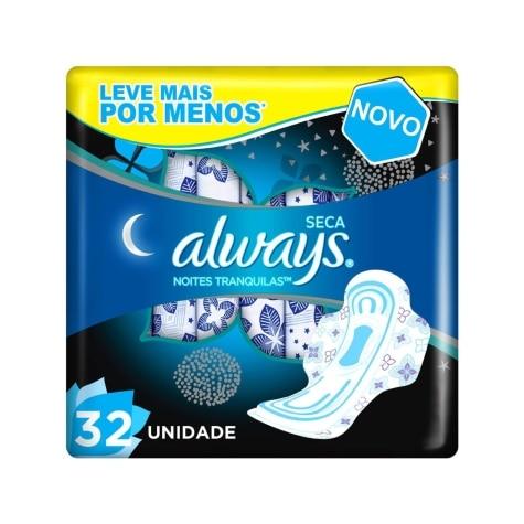 Absorvente Noturno Seca com Abas Always Noites Tranquilas 32 Unidades Leve mais Por menos - Imagem 1