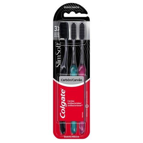 Escova Dental Colgate Slim Soft Black 3 Unidades - Imagem 1