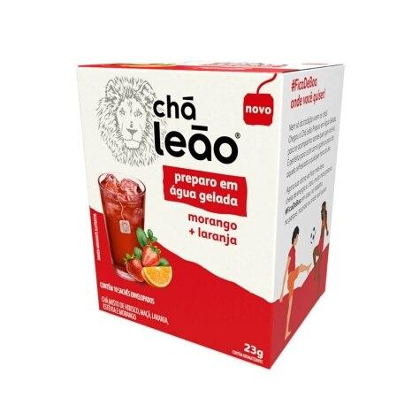 Chá Leão Preparo em Água Gelada Ice Tea Morango + Laranja 10 Sachês - Imagem 2