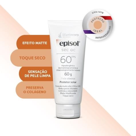 Protetor Solar Facial Episol Sec OC FPS60 Loção Incolor 60g - Imagem 4