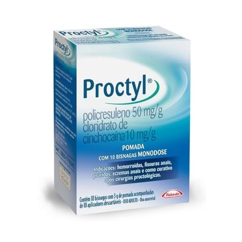 Proctyl Pomada 50mg + 10mg 10 Aplicadores 3g - Imagem 1
