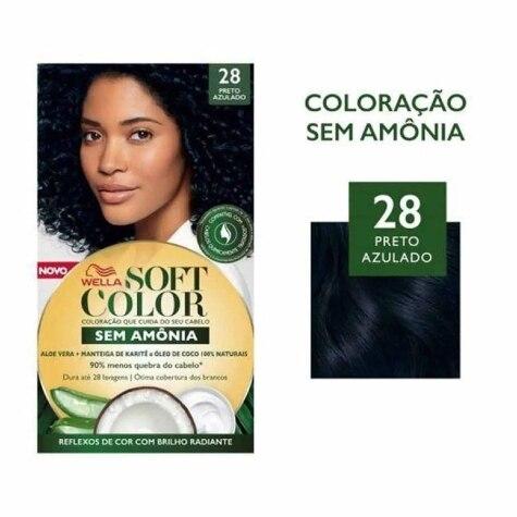 Tintura Soft Color Wella Sem Amônia 28 Preto Azulado 125ml - Imagem 1