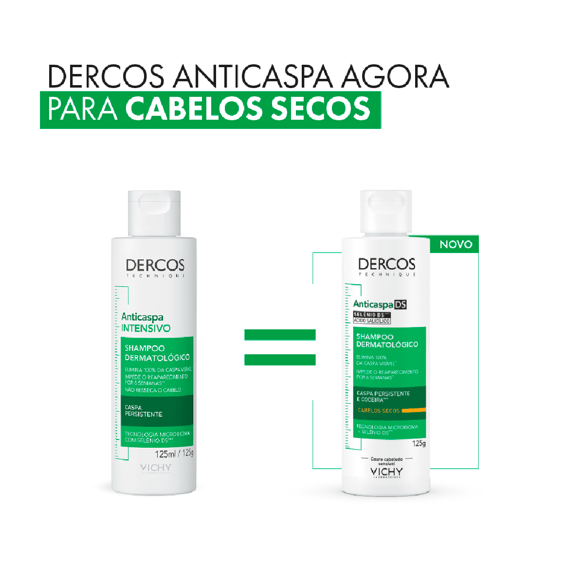 Shampoo Dercos Anticaspa DS Vichy Cabelo Seco 125g - Imagem 2