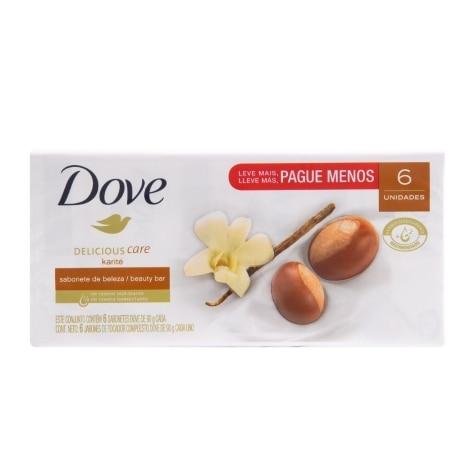 Kit Sabonete Hidratante Barra Dove Delicious Care Karité Leve Mais Pague menos 6 Unidades 90g - Imagem 1