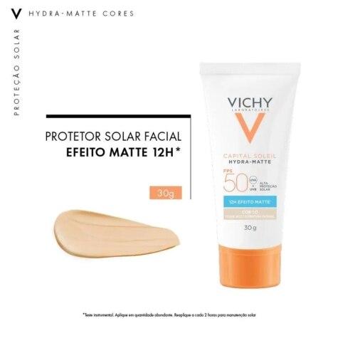 Protetor Solar Facial Vichy Capital Soleil Hydra-Matte FPS 50 Cor 1.0 30g - Imagem 3