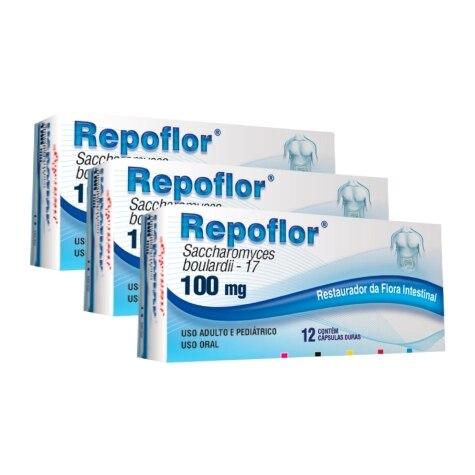 Kit 3 Unidades Repoflor 100mg 12 Cápsulas - Imagem 1