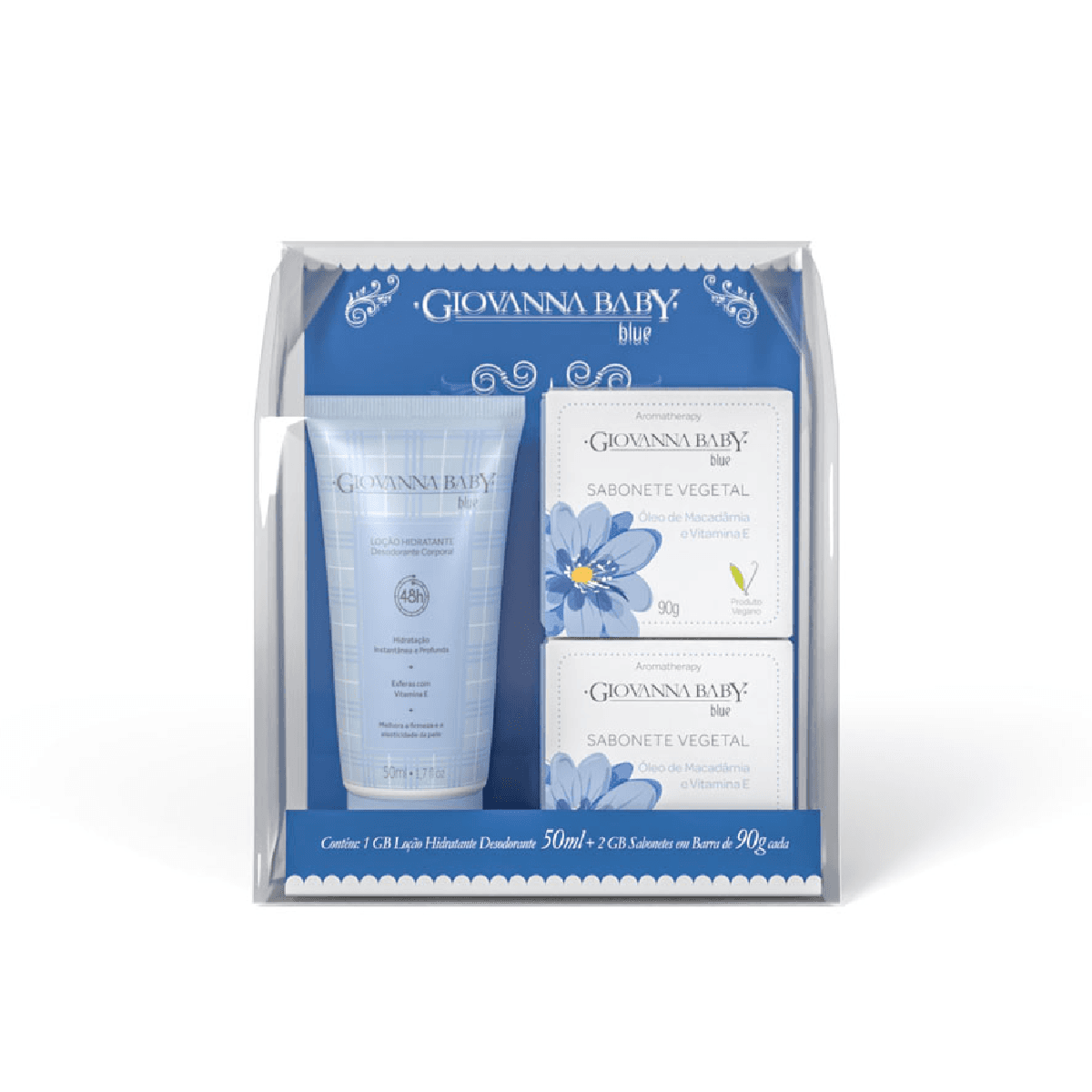 Kit Loção Hidratante Giovanna Baby Blue 50ml + Sabonete em Barra 90g 2 Unidades - Imagem 1