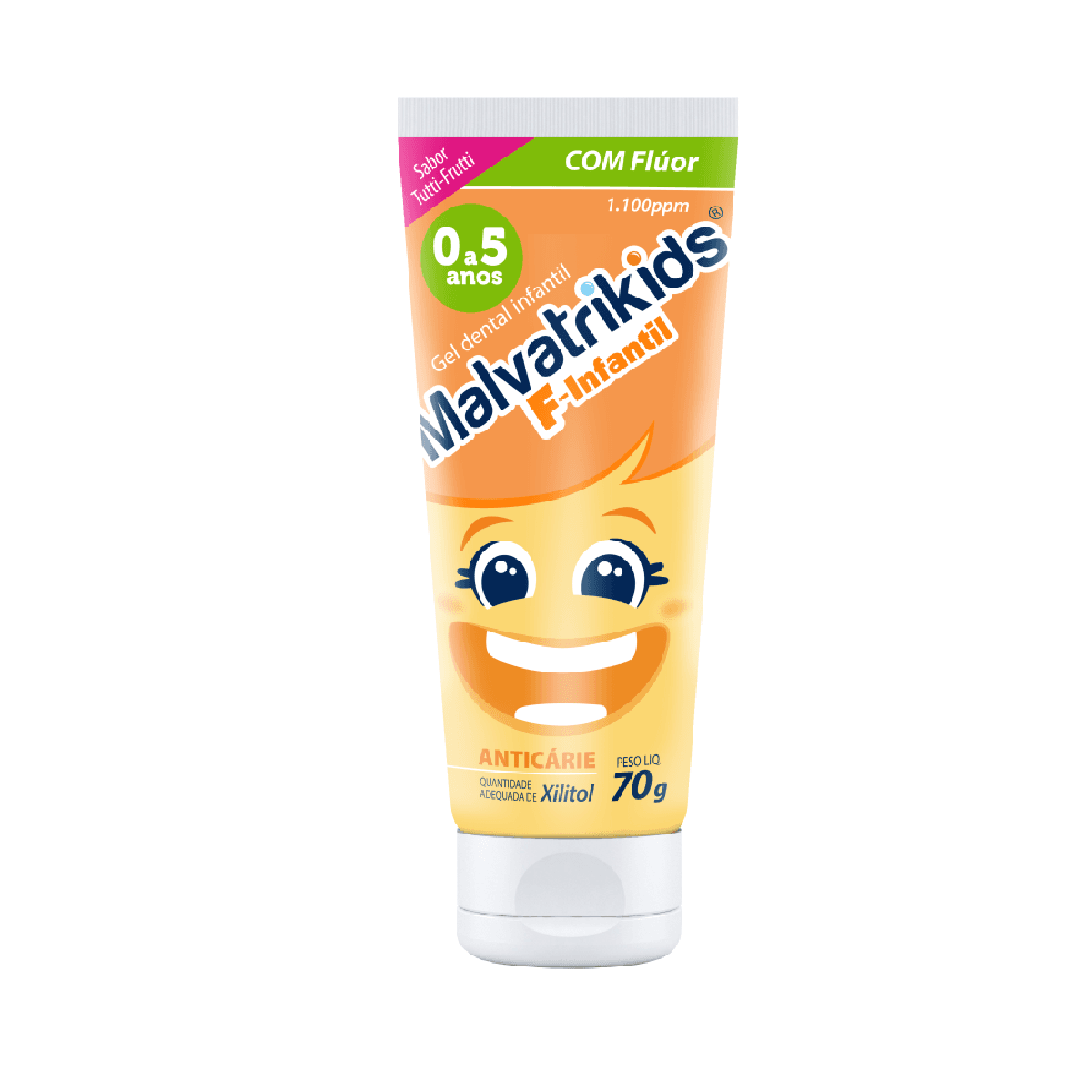 Gel Dental Infantil Malvatrikids F-Infantil Sabor Tutti-Frutti 70g - Imagem 1