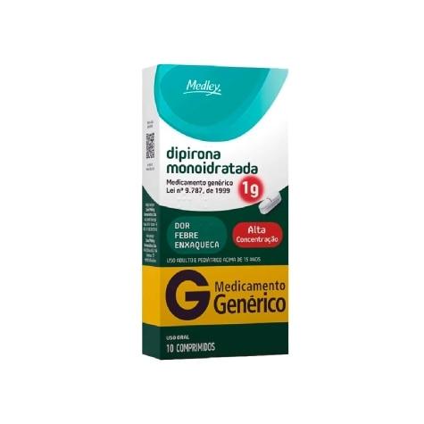 Dipirona Monoidratada 1g 10 Comprimidos Medley Genérico - Imagem 1