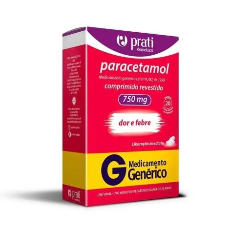 Paracetamol 750mg 20 Comprimidos Prati Donaduzzi Genérico - Imagem 1