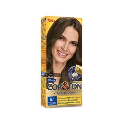Tintura Cor&ton Niely Coloração Creme 6.1 Louro Escuro Acinzentado 135g - Imagem 1