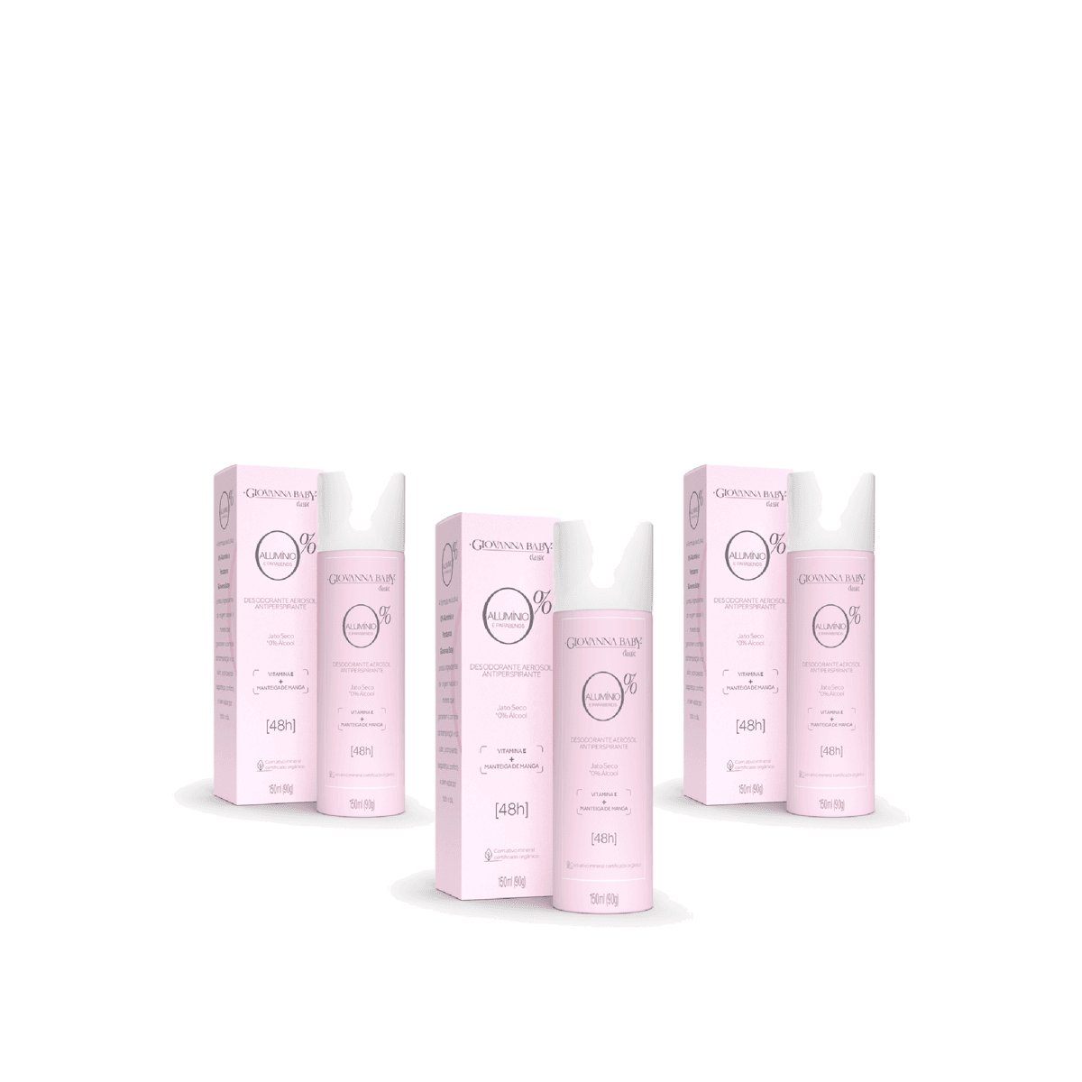 Kit 3 Unidades Desodorante Aerossol Giovanna Baby Classic 0% Alumínio 150ml - Imagem 1