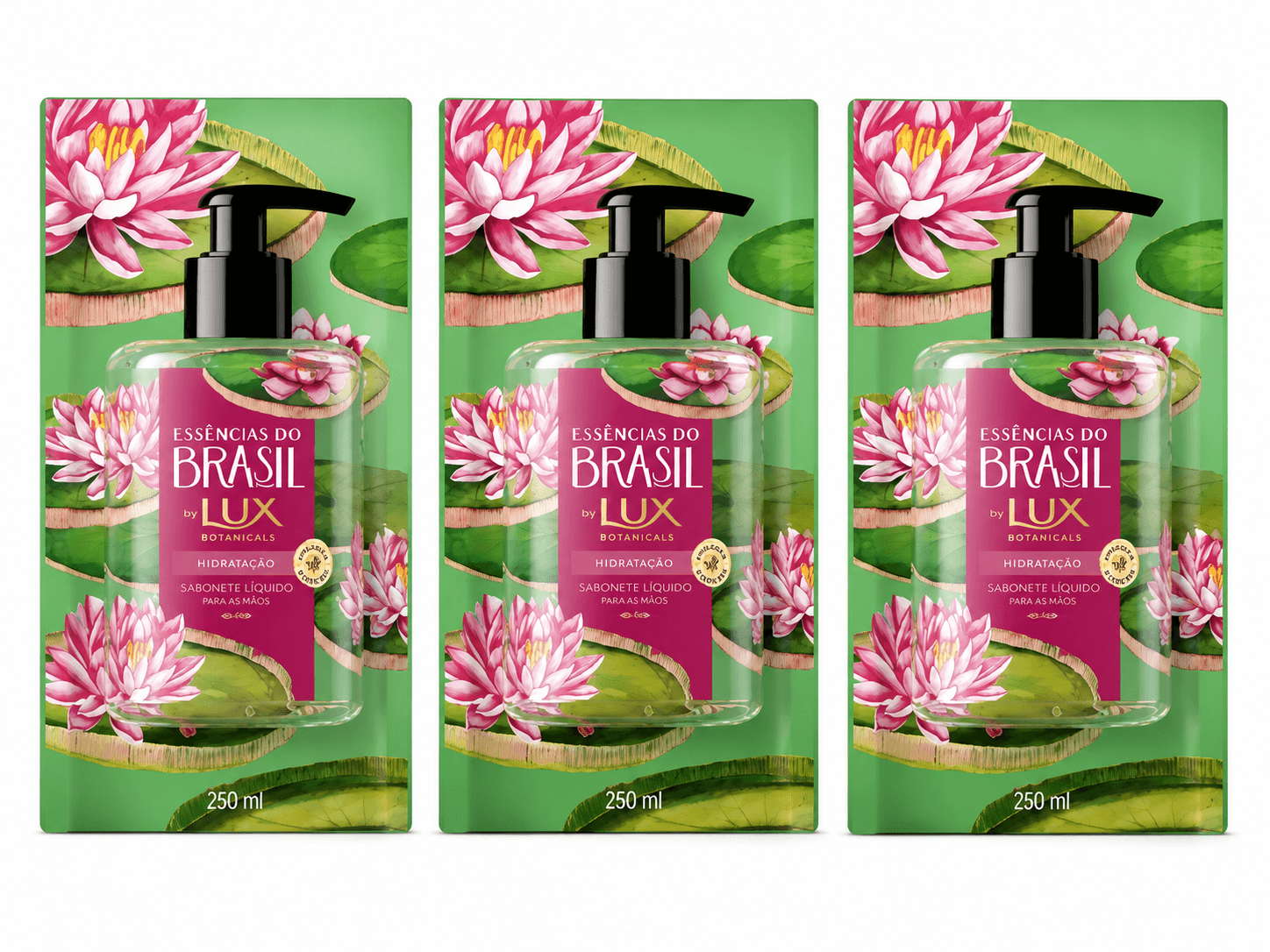 Kit 3 Unidades Sabonete Líquido para as Mãos Lux Essências do Brasil Vitória Régia Refil 240ml - Imagem 1