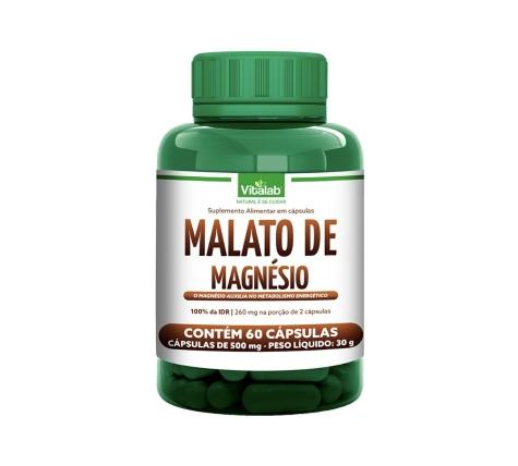 Malato de Magnésio 500mg Vitalab 60 Cápsulas - Imagem 1