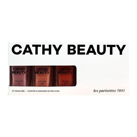 Kit Esmaltes Cremosos Cathy Beauty Les Parisettes 3 Unidades 9ml - Imagem 1