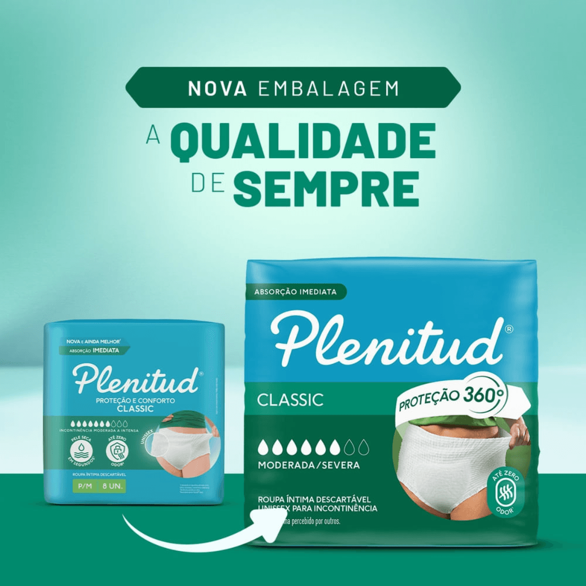Roupa Íntima Plenitud Classic P/M 16 Unidades - Imagem 2