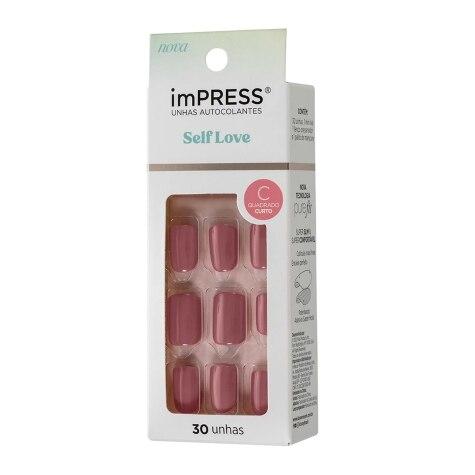 Unhas Postiças Autocolantes Impress Self Love Cor In Luv Curta Quadrado 30 Unidades - Imagem 2