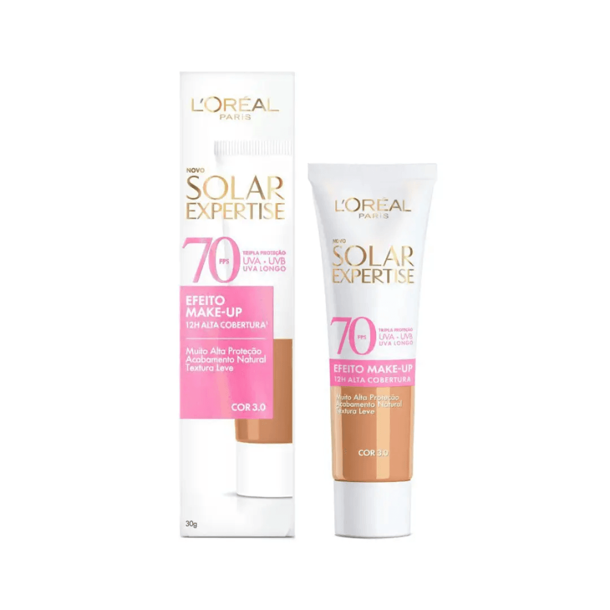 Protetor Solar Facial L’Oréal Paris Solar Expertise Efeito Make Up FPS 70 Cor 3.0 30g
