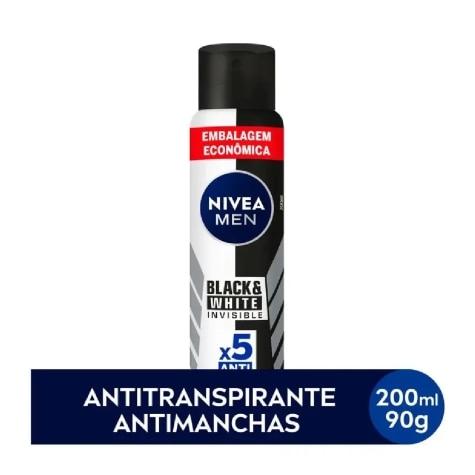 Desodorante Aerossol Nivea Men Black & White Embalagem Econômica 72h 200ml - Imagem 2