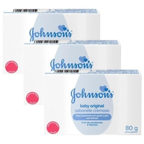 Kit 3 Unidades Sabonete em Barra Johnson's Baby Original 80g - Imagem 1