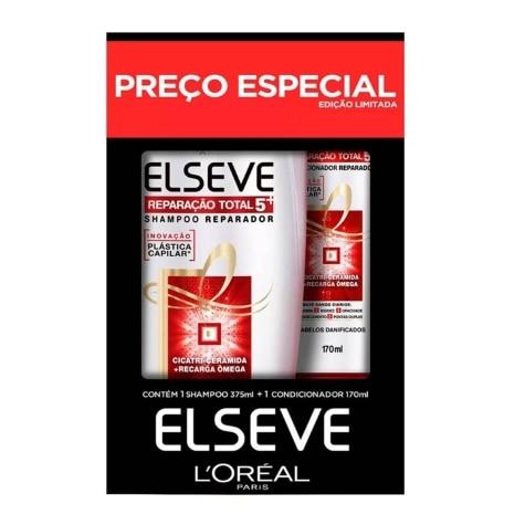 Kit Shampoo 375ml + Condicionador Elseve Reparação Total 5 170ml Preço Especial - Imagem 1