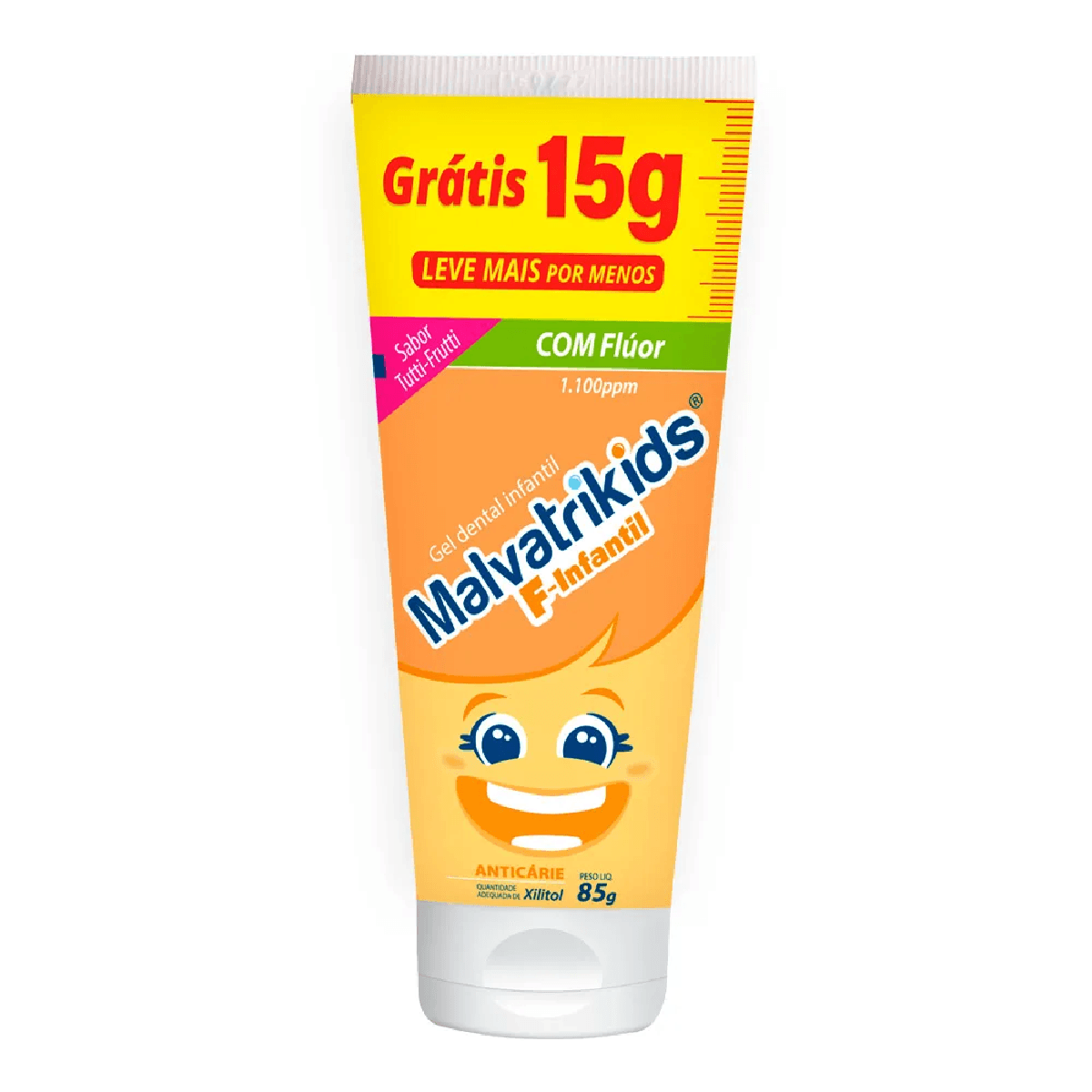 Gel Dental Infantil Malvatrikids F-Infantil Sabor Tutti-Frutti 85g - Imagem 1