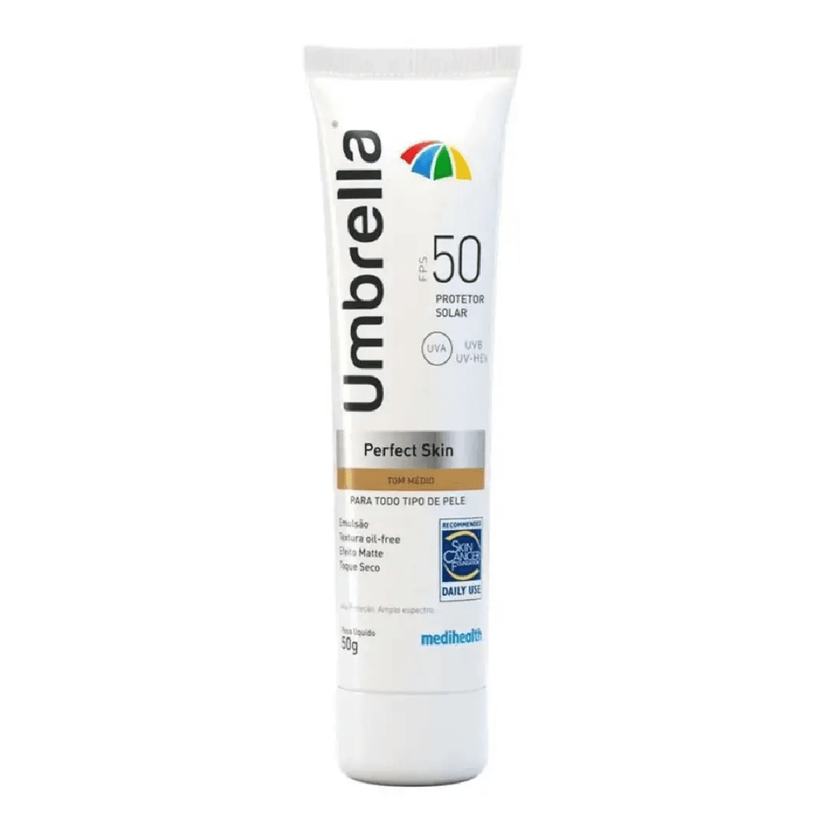 Protetor Solar Facial Umbrella Perfect Skin Emulsão FPS50 Tom Médio 50g - Imagem 1