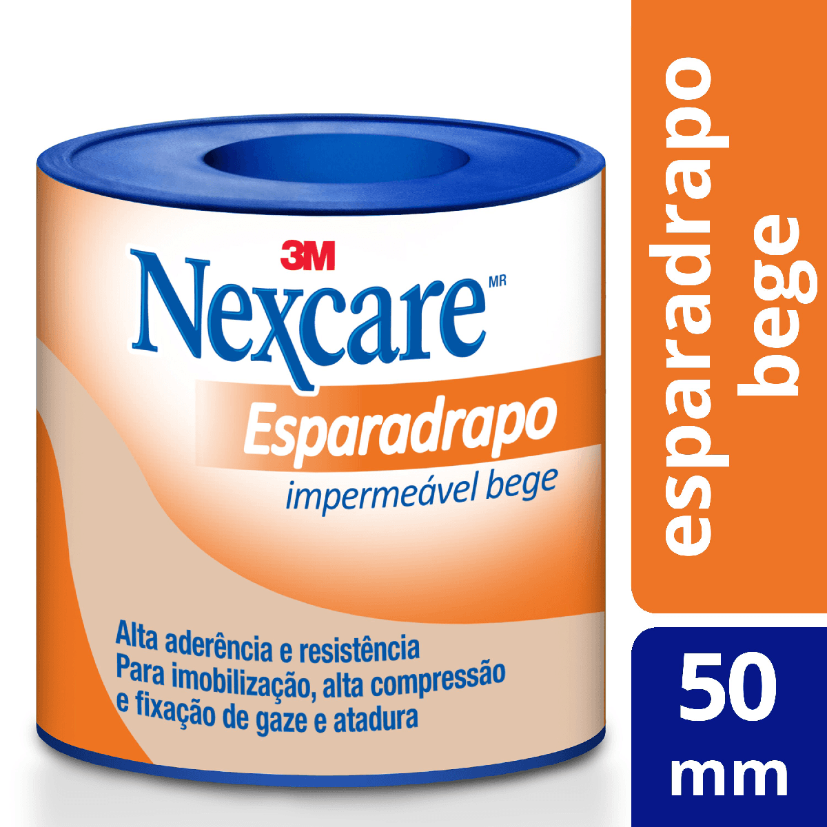 Esparadrapo Impermeável Nexcare Bege 50mm x 3m - Imagem 2