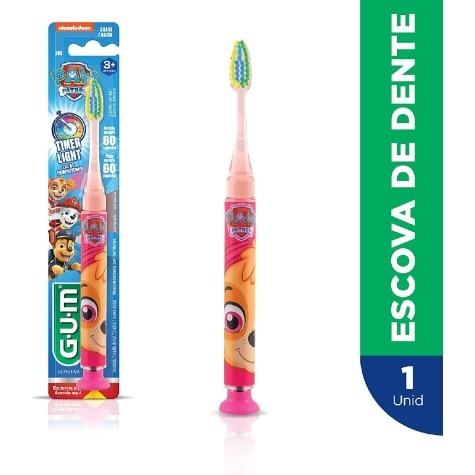 Escova Dental Infantil G.U.M Patrulha Canina Timer Light 3+ Macia - Imagem 2