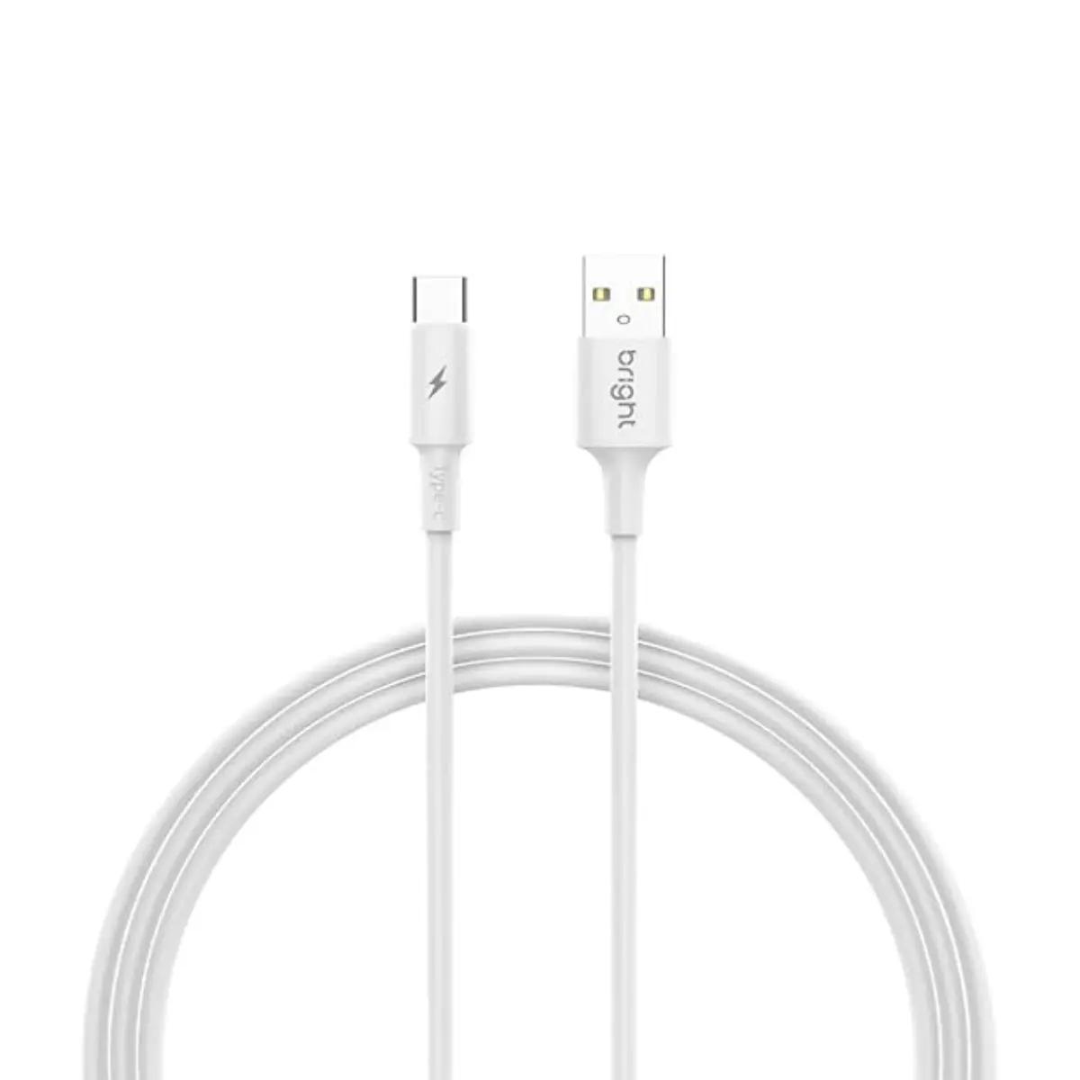 Cabo USB - USB C Alta Elasticidade Branco 2A 1 metro - Imagem 1
