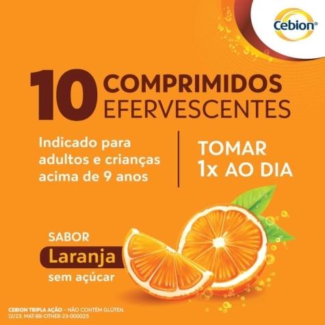 Cebion Tripla Ação Sabor Laranja 10 Comprimidos Efervescentes - Imagem 3